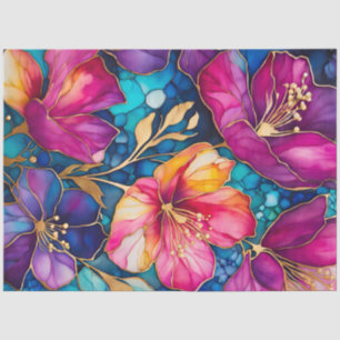 Colourful Floral Ink Art Tissue Paper