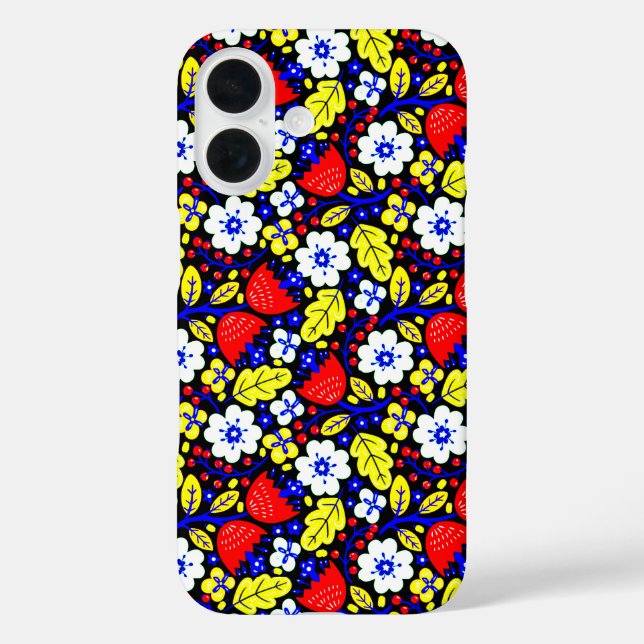 Colourful Floral iPhone 16 Case – Nature’s Art (Back)