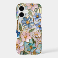 Colourful Floral iPhone Case Pastel Gold Flower