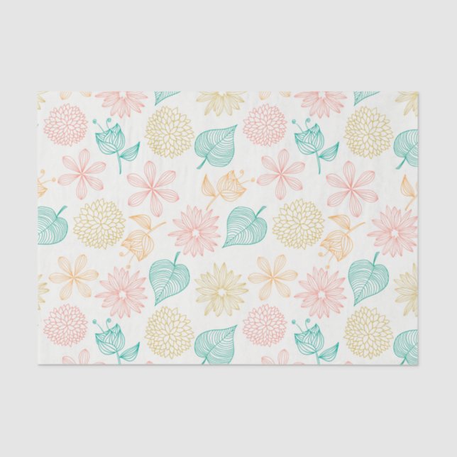 Colourful floral leafy pattern Tissue Paper (Front)