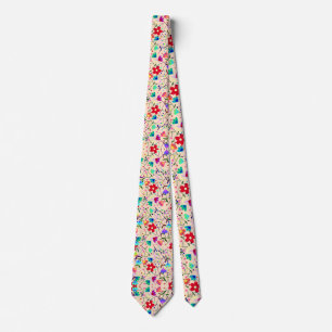 Colourful Floral Leaves Foliage Design Tie