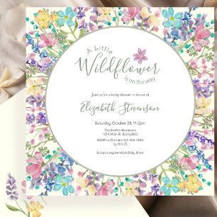 Colourful Floral Little Wildflower Baby Shower  Invitation