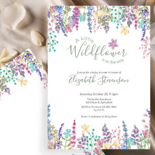 Colourful Floral Little Wildflower Baby Shower  Invitation