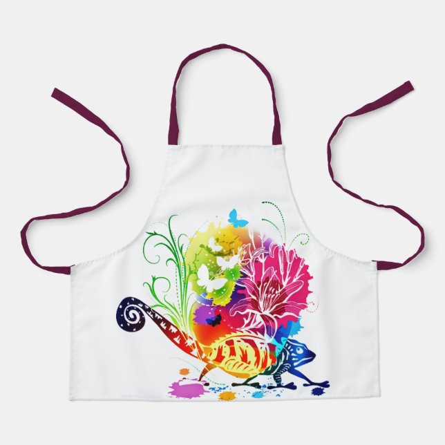 Colourful floral lizard  apron (Front)