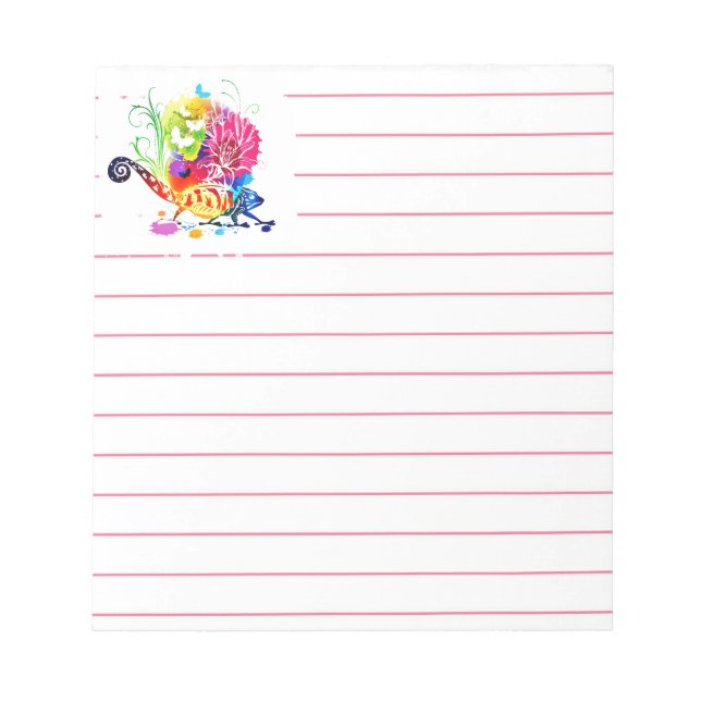 Colourful floral lizard  notepad (Front)