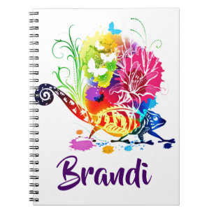 Colourful floral lizard personalised notebook