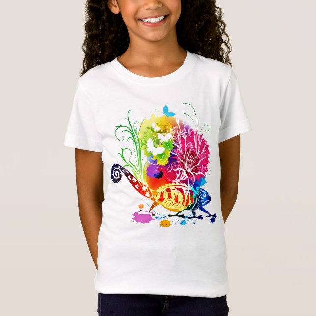 Colourful floral lizard T-Shirt (Front)