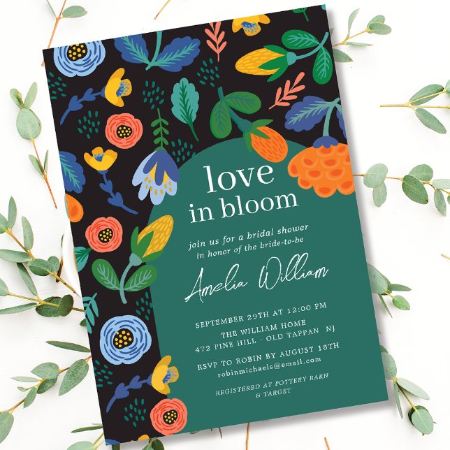 Colourful Floral love In Bloom Bridal Shower Invit Invitation (Creator Uploaded)