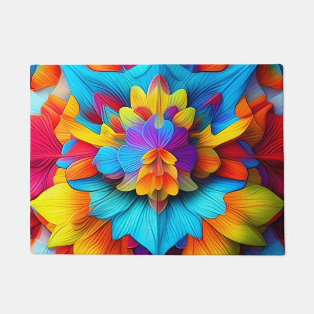 Colourful Floral Mandala Design  Doormat (Front)