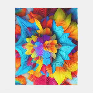 Colourful Floral Mandala Design Fleece Blanket