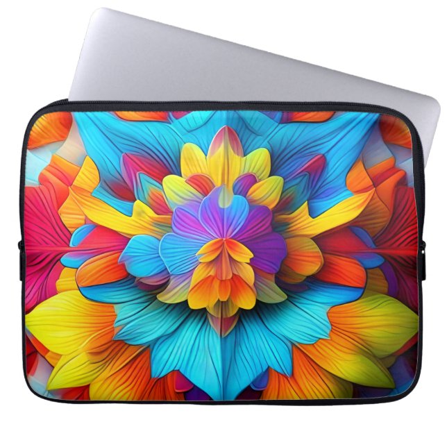 Colourful Floral Mandala Design  Laptop Sleeve (Front)