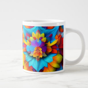 Colourful Floral Mandala Design Large Coffee Mug