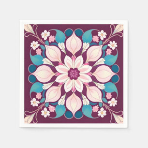 Colourful Floral Mandala Design Napkin