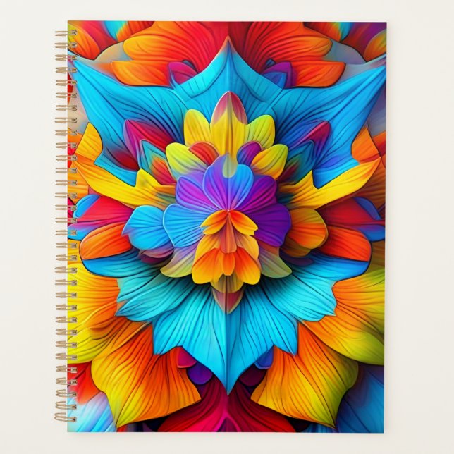 Colourful Floral Mandala Design  Planner (Front)