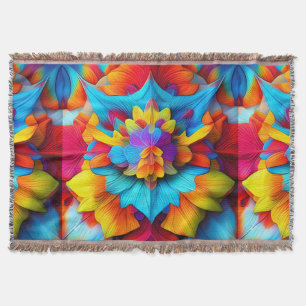 Colourful Floral Mandala Design  Throw Blanket