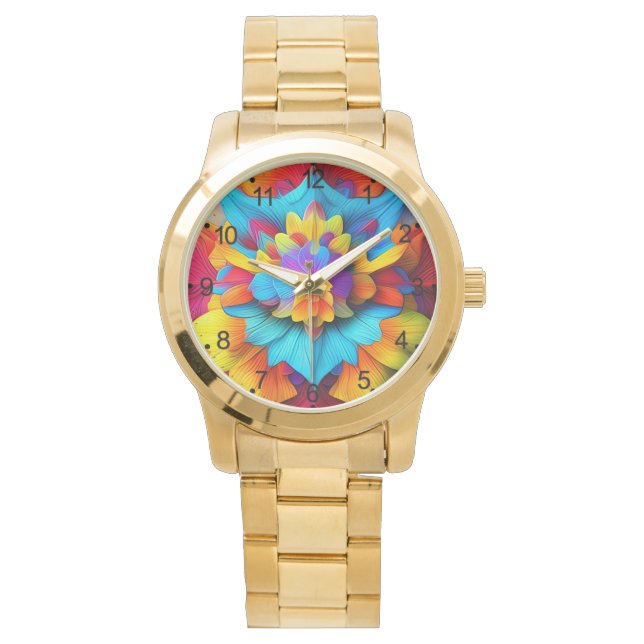 Colourful Floral Mandala Design  Watch (Front)