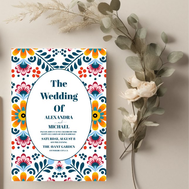 Colourful Floral Mexican Fiesta Wedding Invitation (Creator Uploaded)