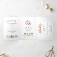 Colourful Floral Mexican Fiesta Wedding Tri-Fold I