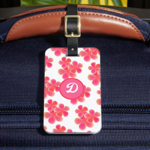 colourful floral modern monogram luggage tag