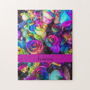 Colourful Floral Monogram Difficult Hard Pretty Jigsaw Puzzle
