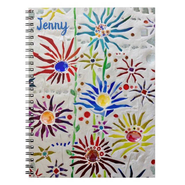 Colourful Floral Mosaic Notebook (Front)