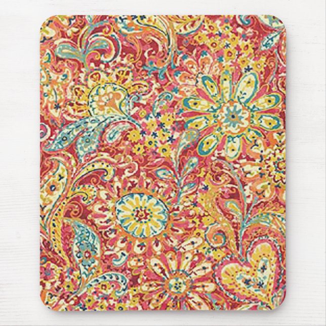 Colourful Floral Mouse Pad (Front)