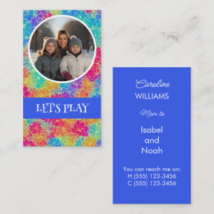 Colourful floral Mum to photo blue Let's play Calling Card