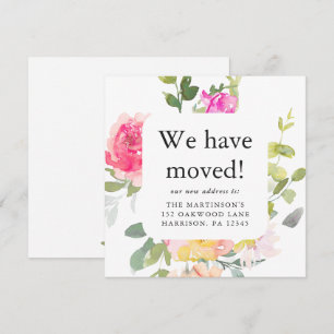 Colourful Floral New Address Moving Announcement