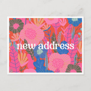 Colourful Floral New Address We've Moved Moving Postcard