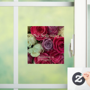 Colourful Floral No Soliciting Window Cling