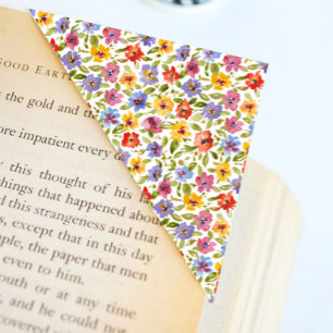 Colourful floral Origami corner bookmark