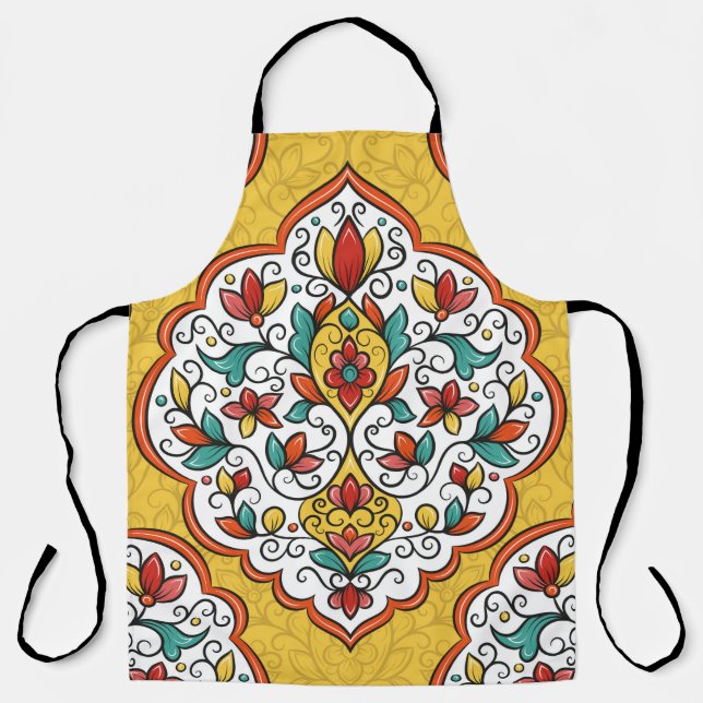 Colourful floral ornament seamless pattern apron (Front)