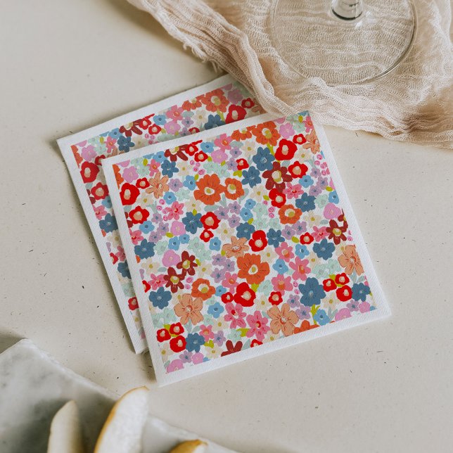 Colourful Floral Paper Party Napkin (Colorful floral Mother's Day Brunch paper party napkins.)