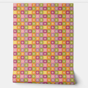 Colourful Floral Patchwork Wallpaper