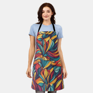 Colourful floral pattern apron