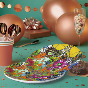 Colourful Floral Pattern Art Paper Plates