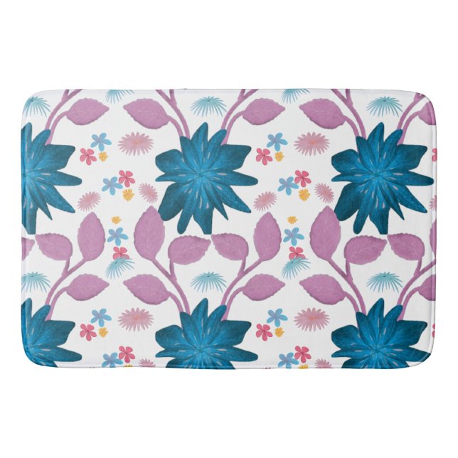 Colourful floral pattern  bath mat (Front)