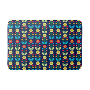 Colourful Floral Pattern Bath Mat
