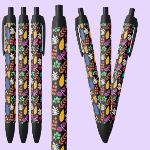 Colourful Floral Pattern                   Black Ink Pen