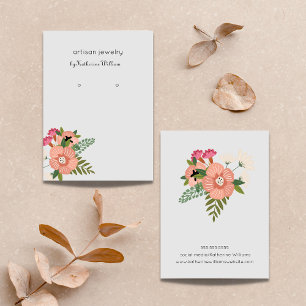 Colourful Floral Pattern Boho  Earring Display Business Card