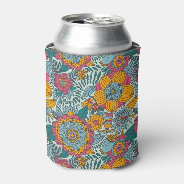 Colourful floral pattern can cooler (Can Front)