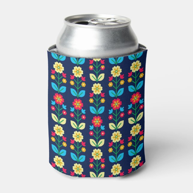 Colourful Floral Pattern Can Cooler (Can Front)