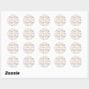 Colourful floral pattern classic round sticker