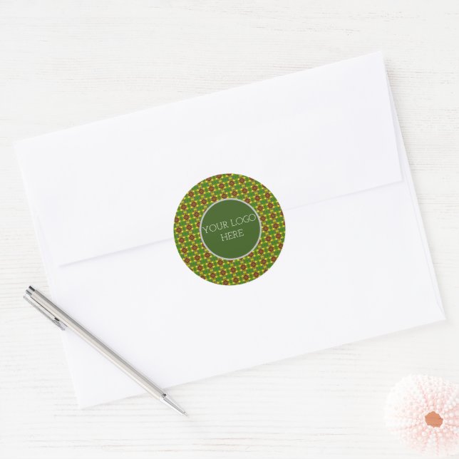 Colourful floral pattern classic round sticker (Envelope)