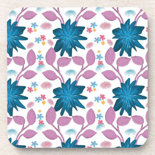 Colourful floral pattern  coaster (Front)