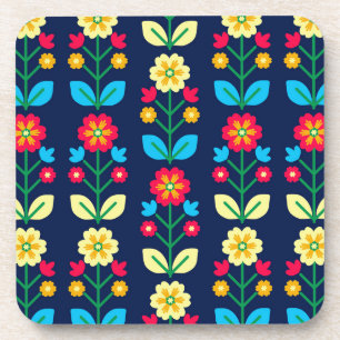 Colourful Floral Pattern Coaster