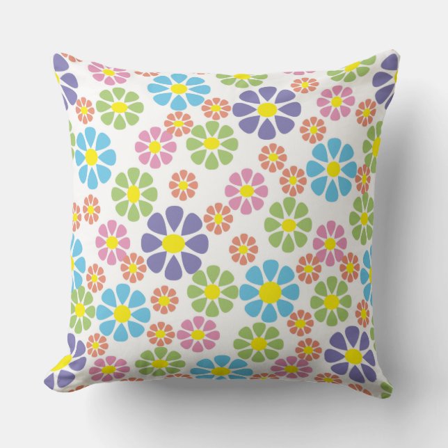 Colourful floral pattern cushion (Front)