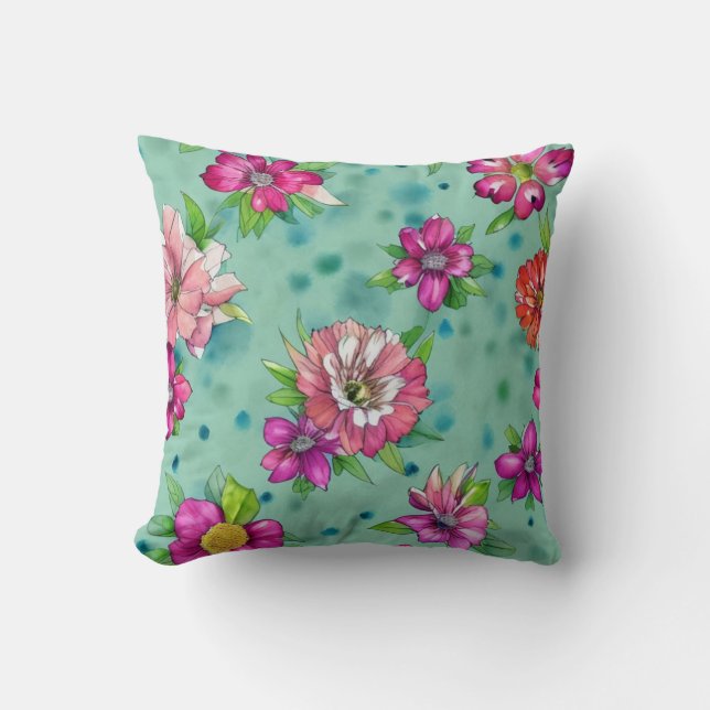 Colourful Floral pattern  Cushion (Front)