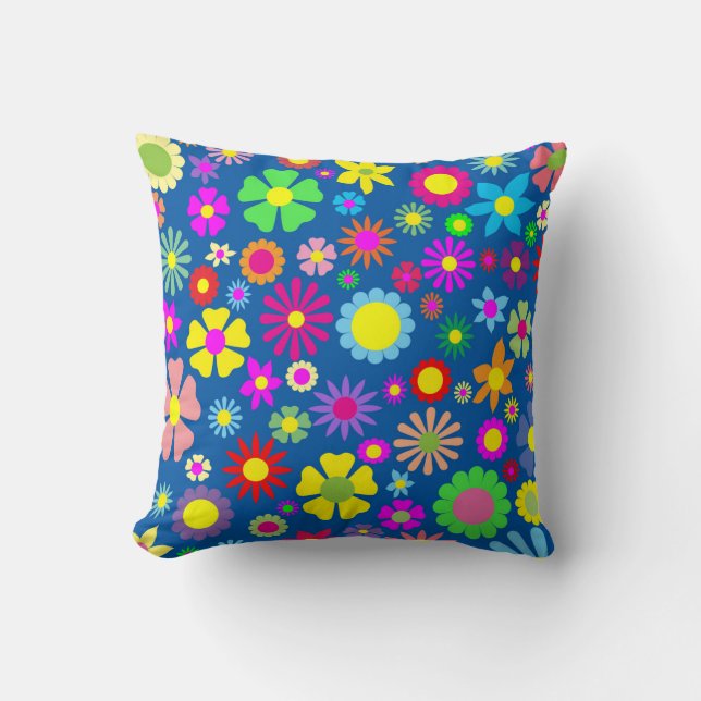 Colourful floral pattern cushion (Front)