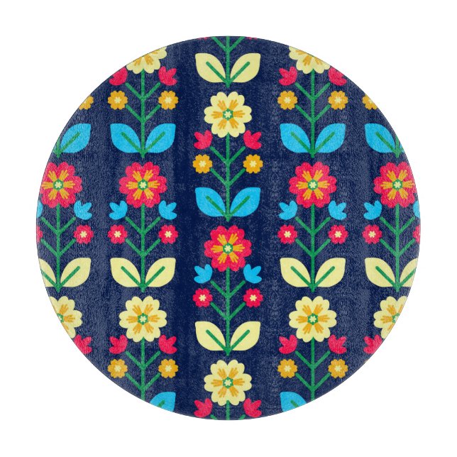 Colourful Floral Pattern Cutting Board (Front)